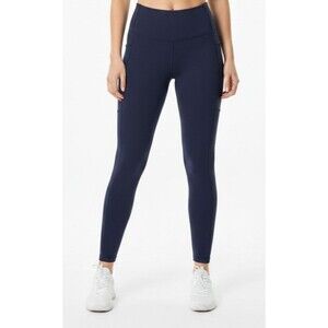 Juicy Couture Leggings Womens Sport Side Pockets Size L Navy Blue EUC Activewear